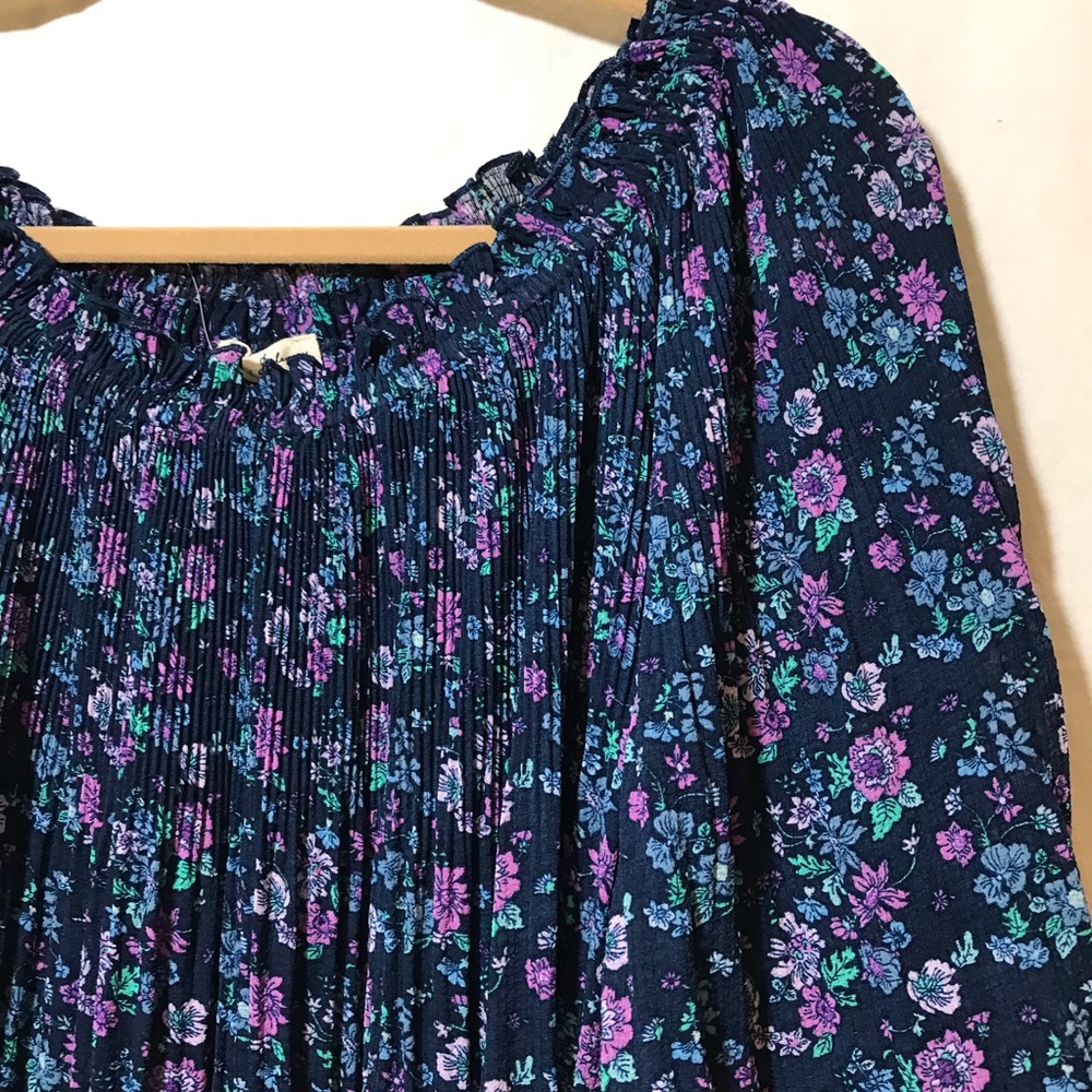 Anthropologie Jane and Delancey EUC Blue Purple Peasant Style Blouse Top L Large